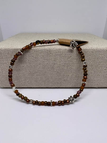 Brown and Silver Star Anklet